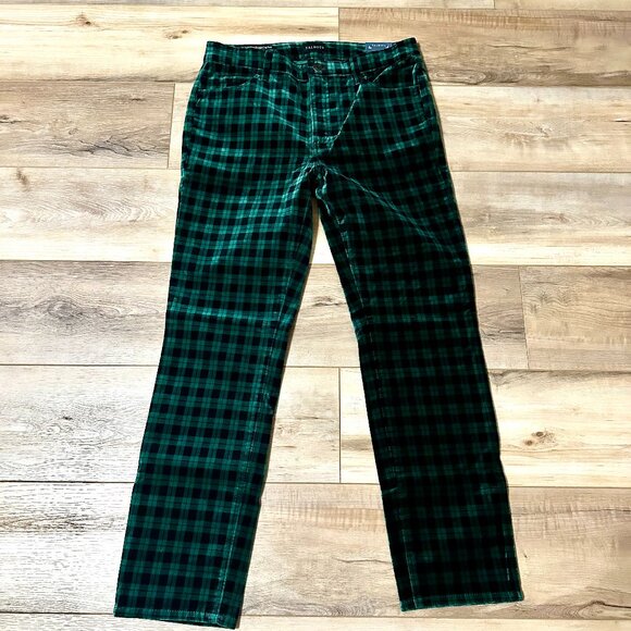 Talbots Velveteen Plaid Straight Leg Pants Green Black | Size 8P | NWT - Picture 1 of 6
